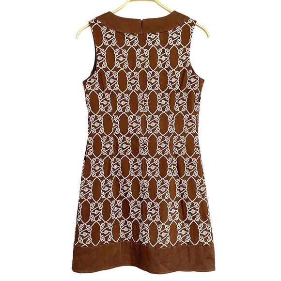 VINEYARD VINES size 6 Dress Brown Sleeveless Sailor's Knot Print Shift Nautical - Picture 2 of 5